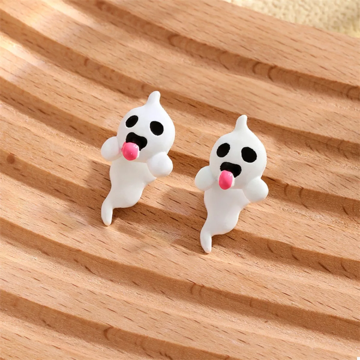 Halloween Ghost and Pumpkin Dangle Earrings - Image 2
