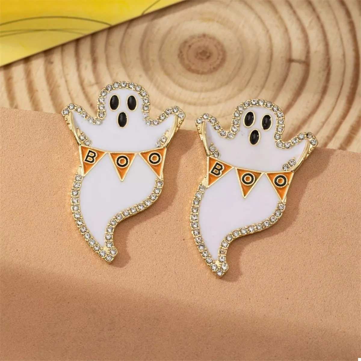 Halloween Ghost and Pumpkin Dangle Earrings - Image 4