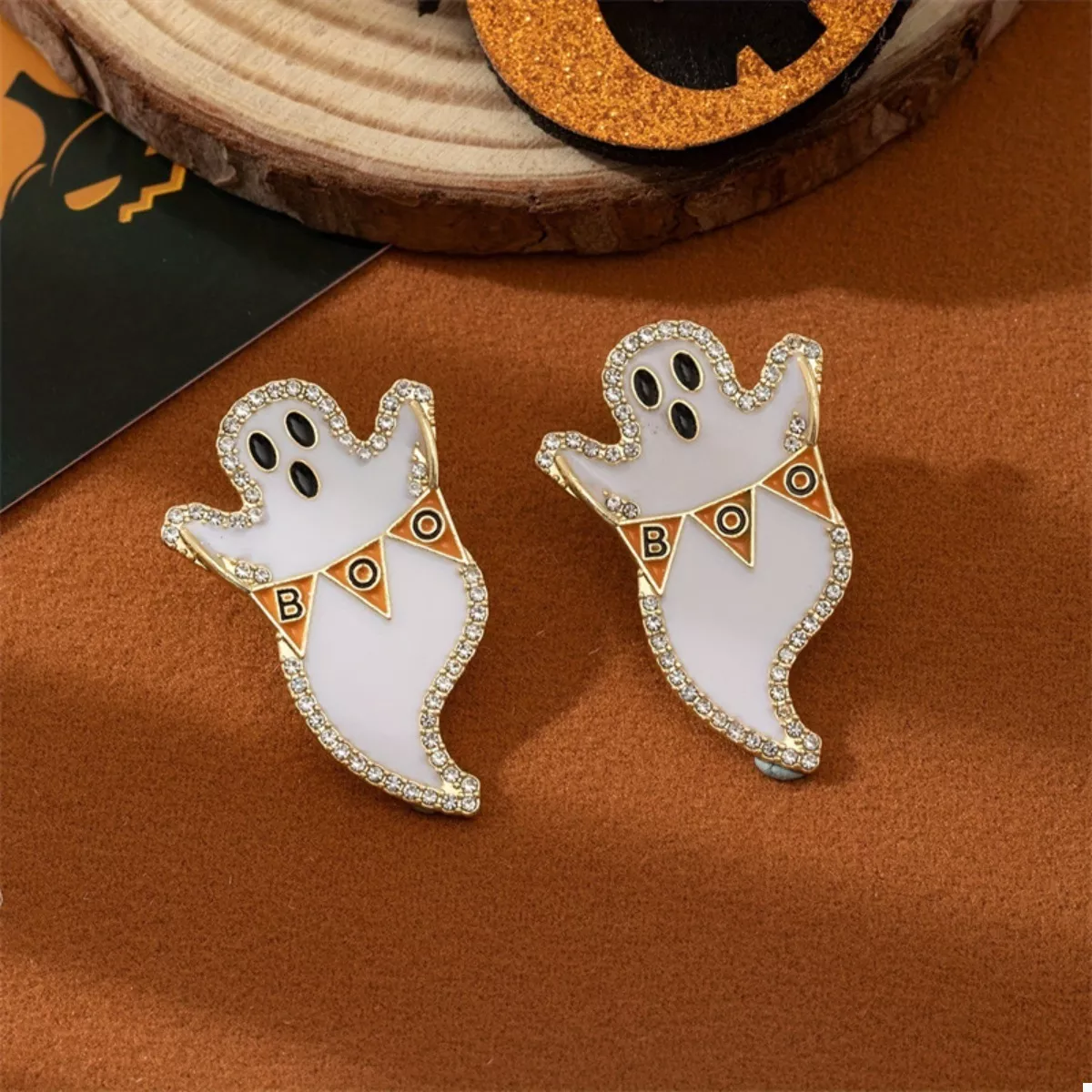 Halloween Ghost and Pumpkin Dangle Earrings - Image 5