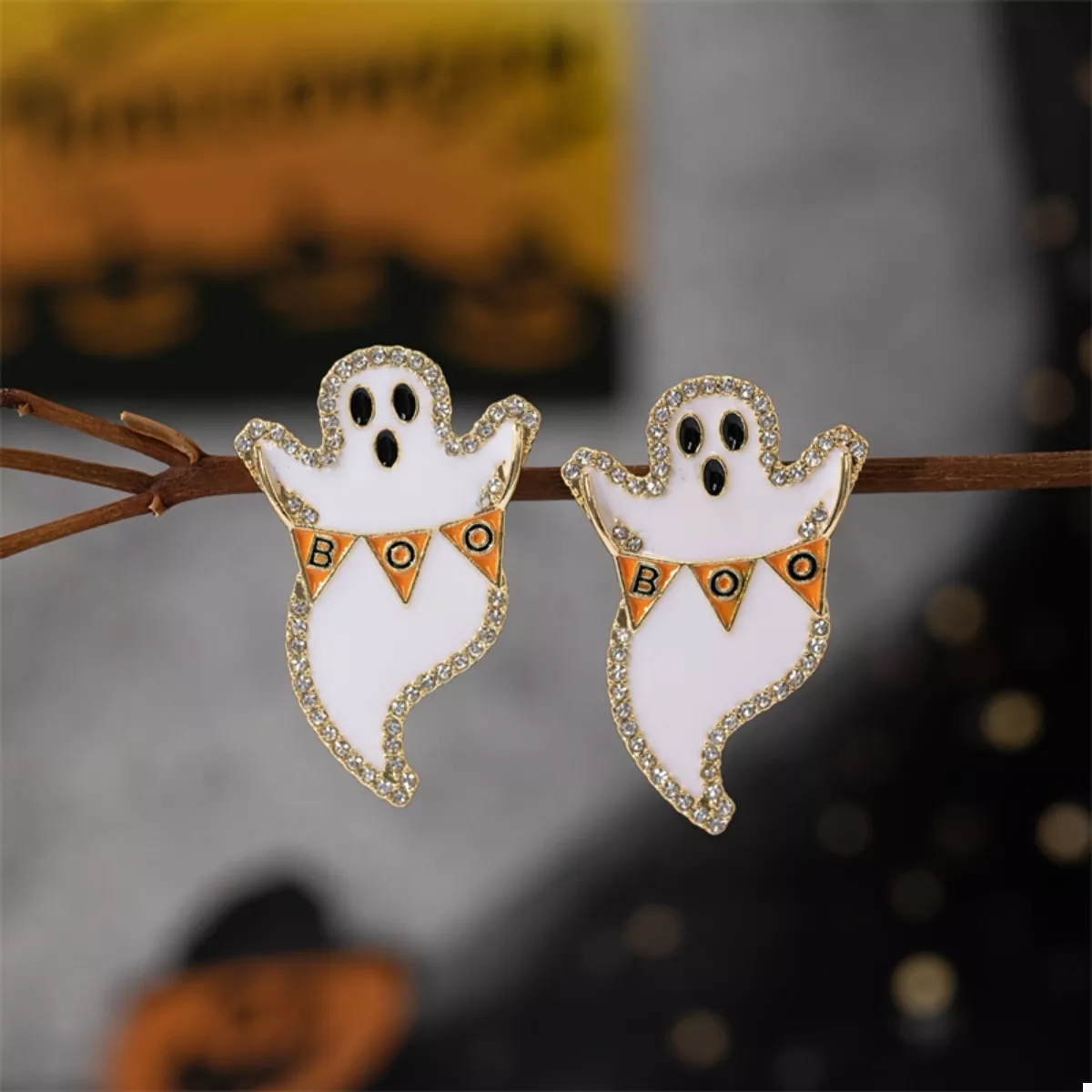 Halloween Ghost and Pumpkin Dangle Earrings - Image 6