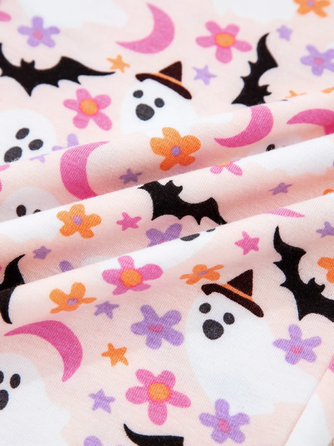Halloween Ghost Print Button Up Top and Pants Lounge Set - Image 10
