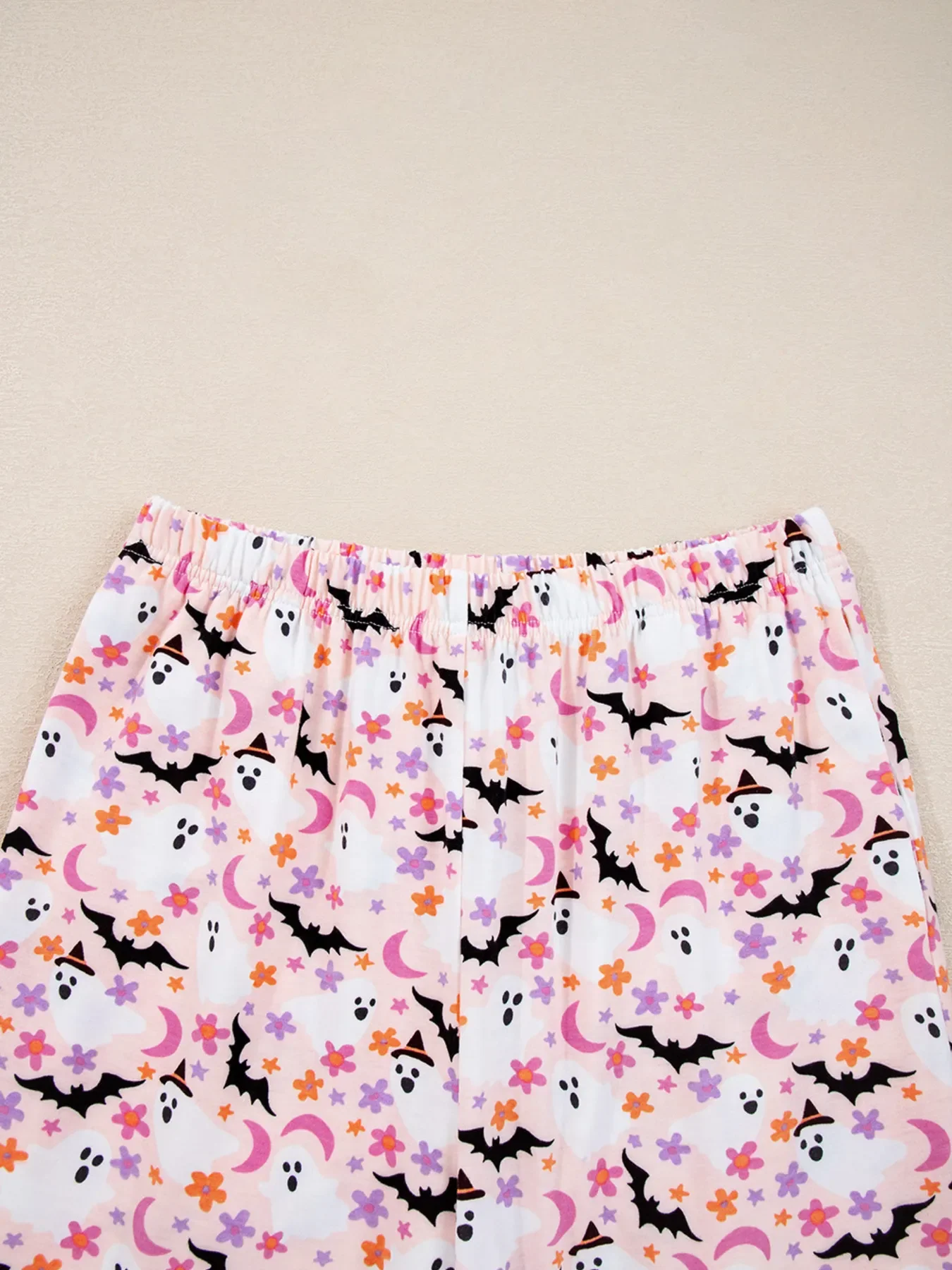 Halloween Ghost Print Button Up Top and Pants Lounge Set - Image 8