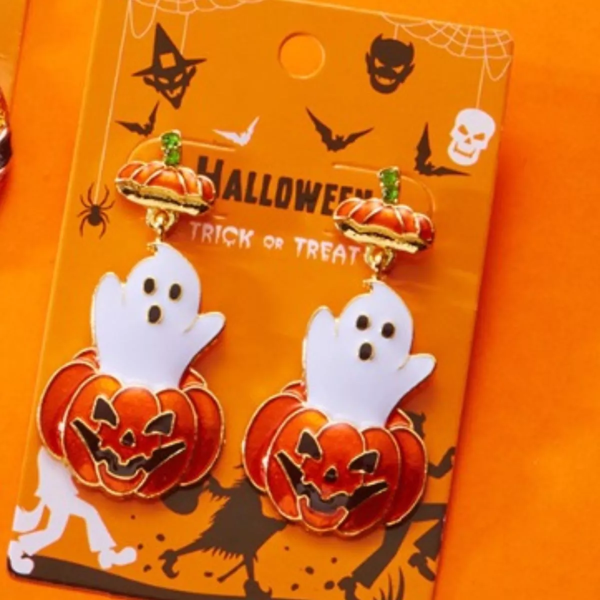 Halloween Ghost Pumpkin Dangle Earrings - Image 5