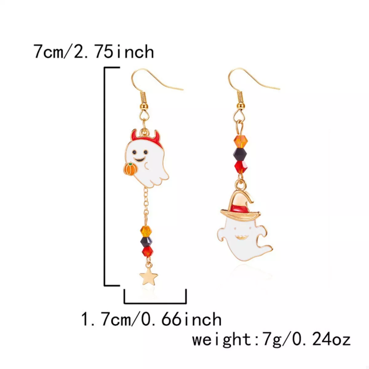 Halloween Ghost Pumpkin Drop Earrings - Image 5