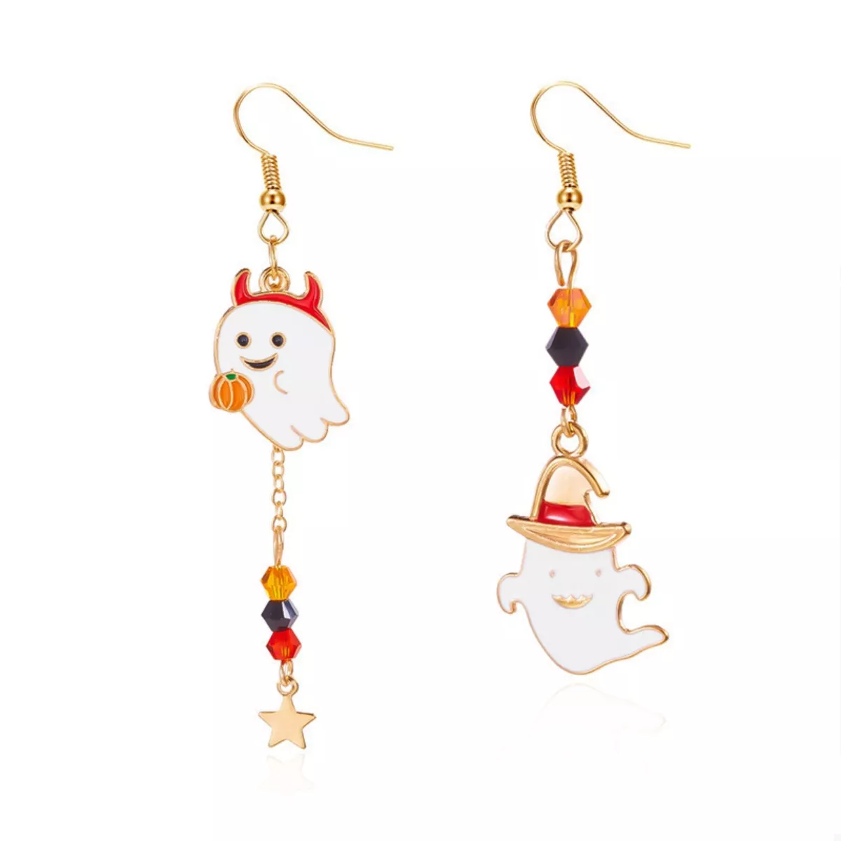 Halloween Ghost Pumpkin Drop Earrings - Image 6
