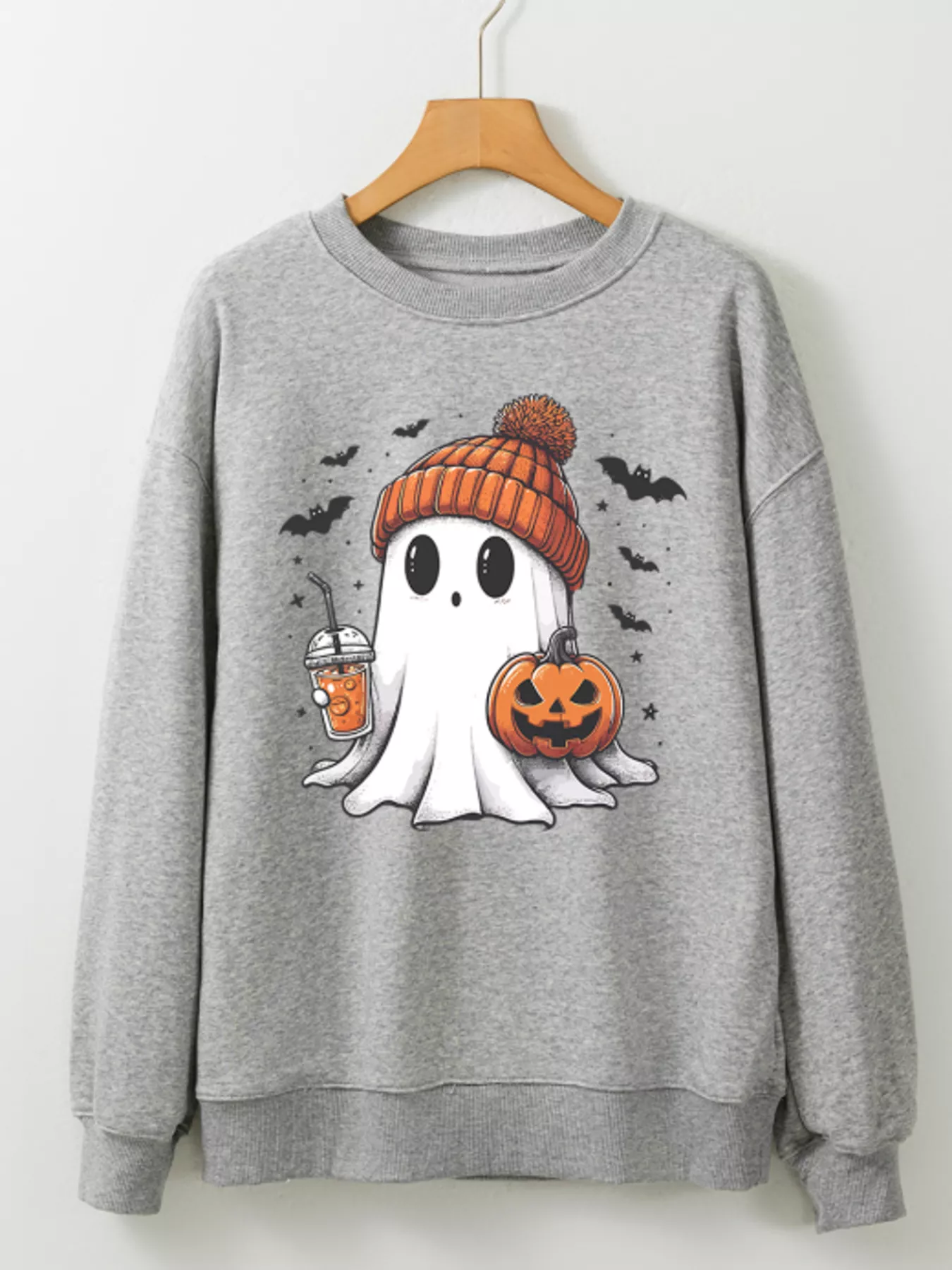 Halloween Ghost Round Neck Sweatshirt - Image 5