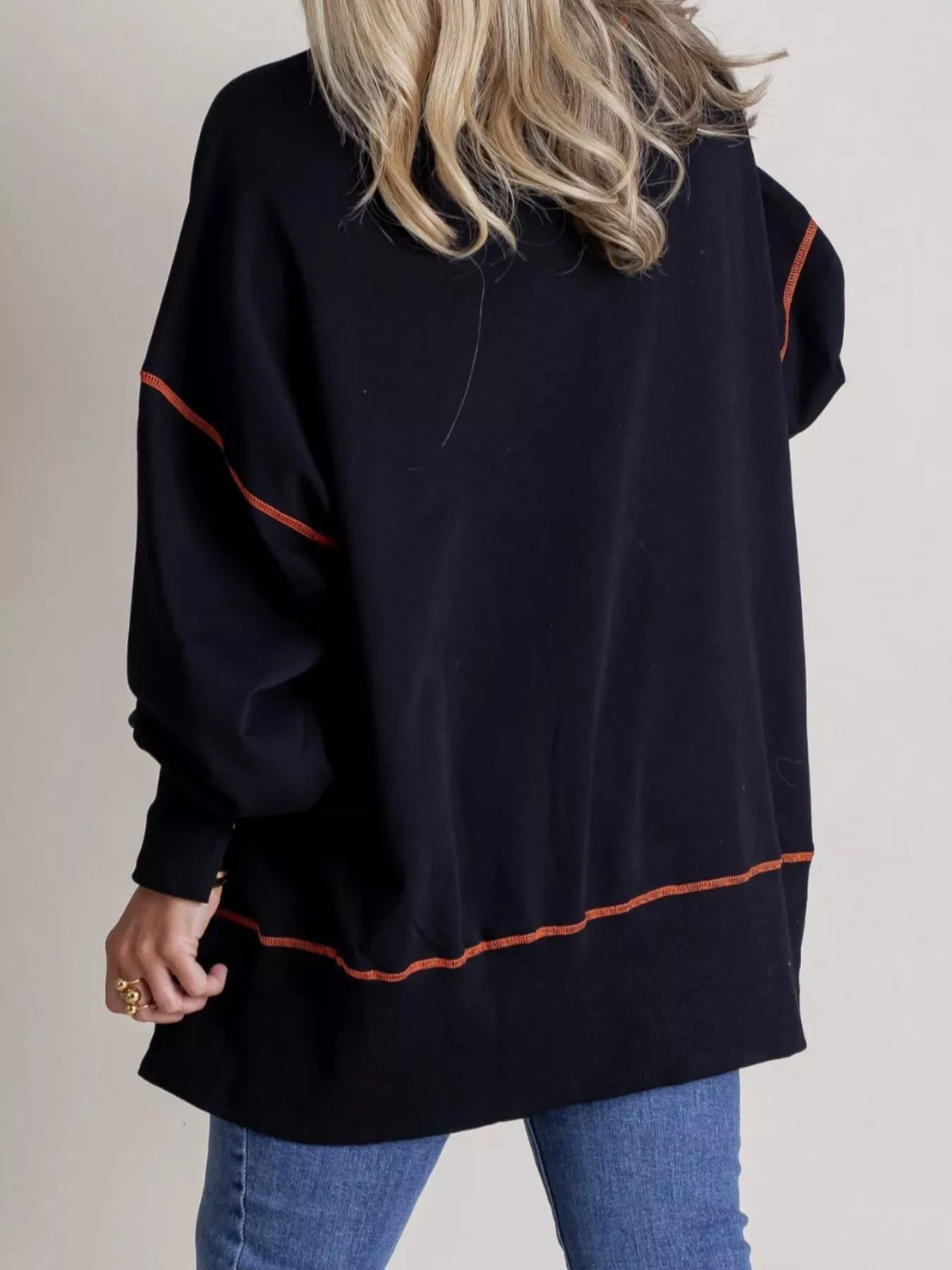 Halloween Ghost Sequin Exposed Seam Sweatshirt - Image 6