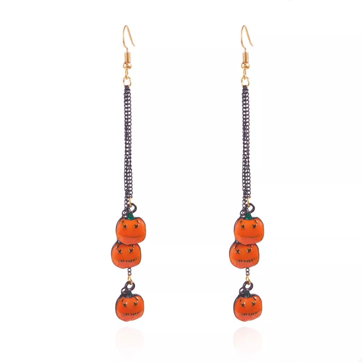 Halloween Pumpkin Chain Drop Earrings - Image 5