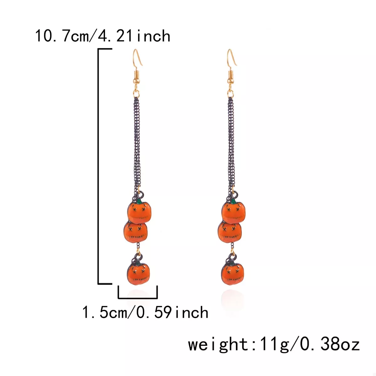 Halloween Pumpkin Chain Drop Earrings - Image 6