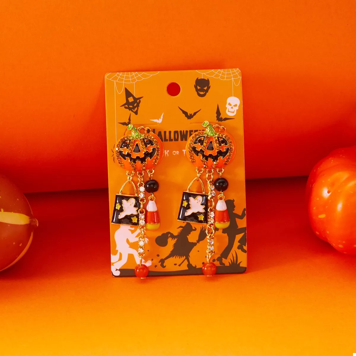 Halloween Pumpkin Drop Earrings - Image 5