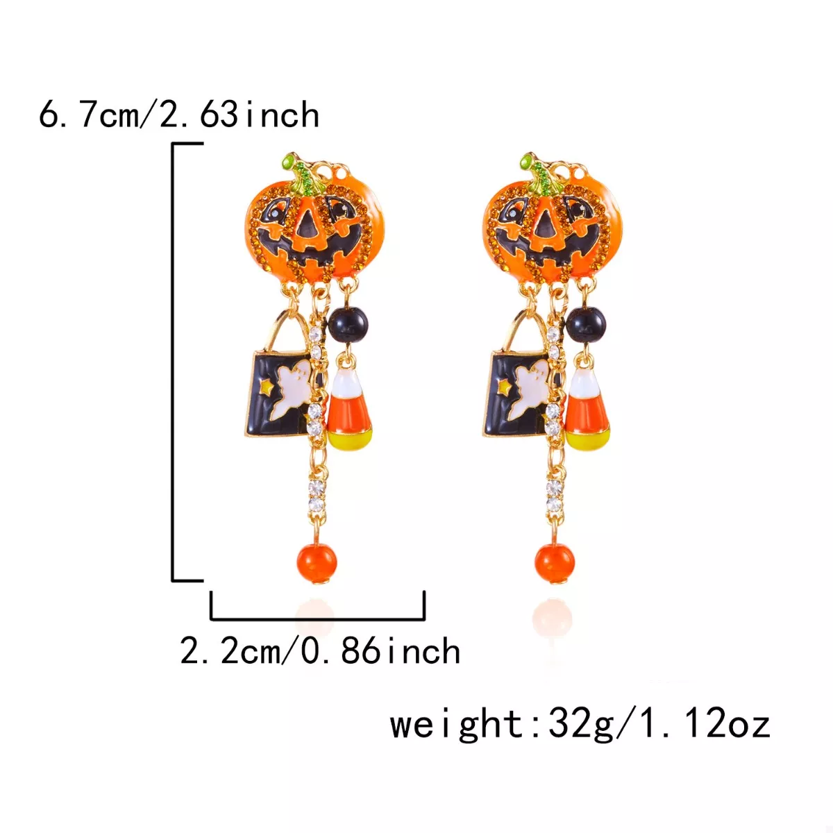 Halloween Pumpkin Drop Earrings - Image 6