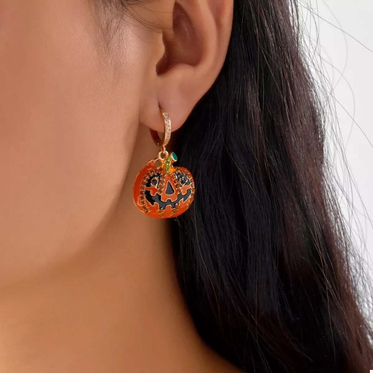 Halloween Pumpkin Drop Earrings - Image 2