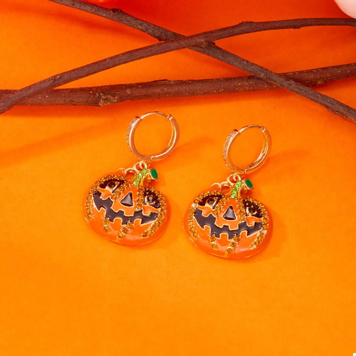 Halloween Pumpkin Drop Earrings - Image 4
