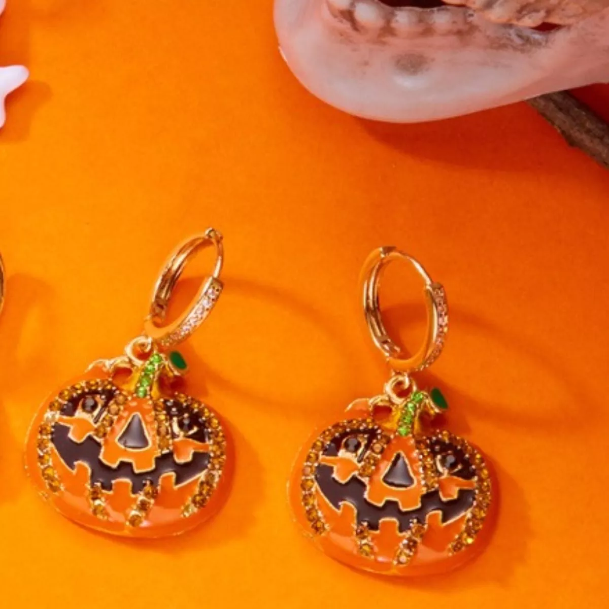 Halloween Pumpkin Drop Earrings - Image 5