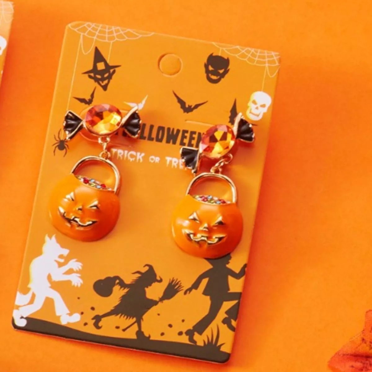 Halloween Pumpkin Drop Earrings - Image 6
