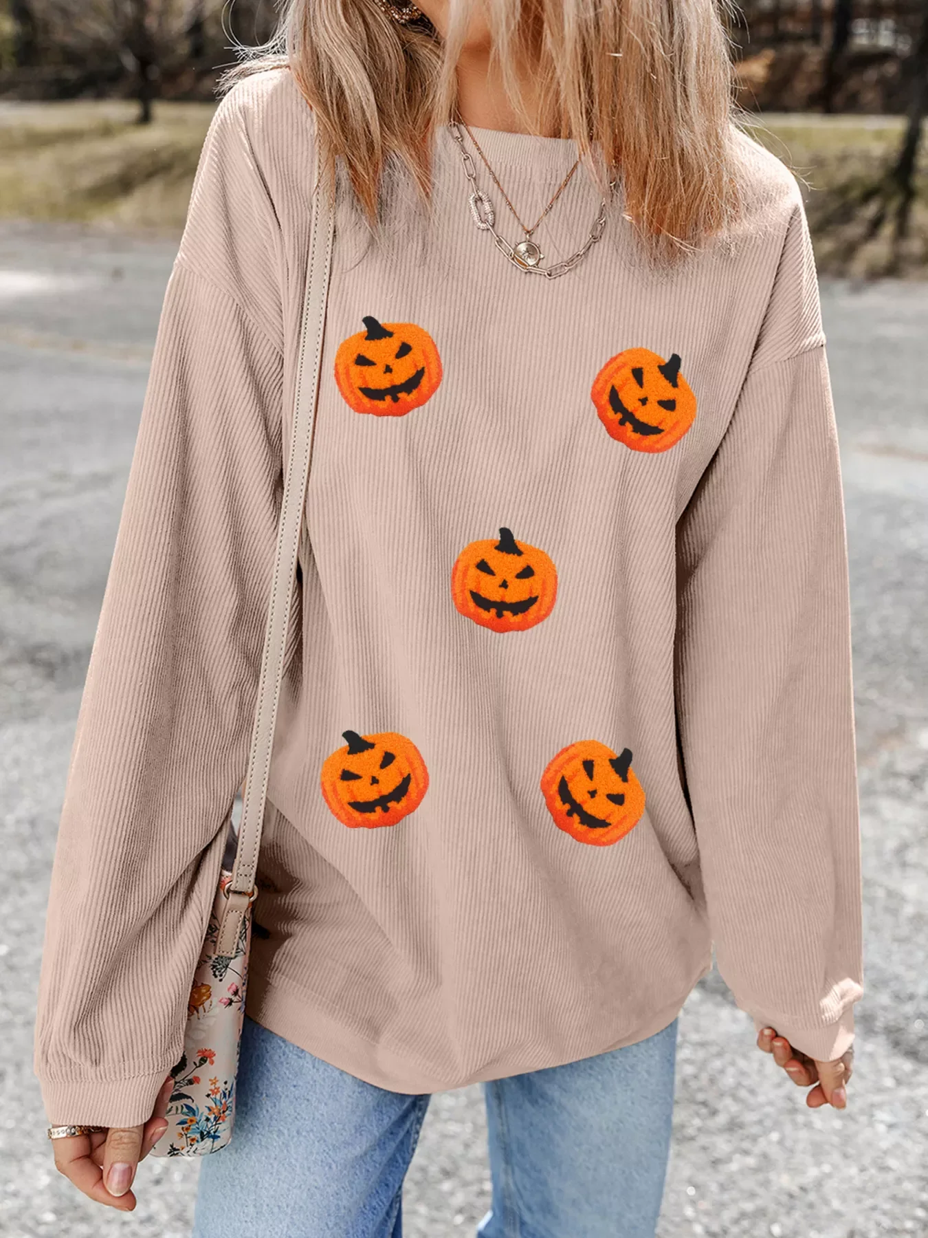 Halloween Pumpkin Drop Shoulder Sweatshirt - Image 3