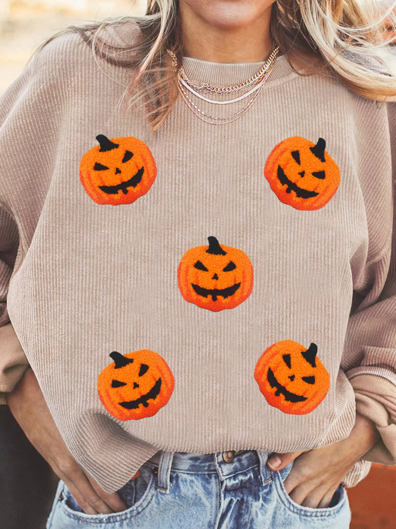 Halloween Pumpkin Drop Shoulder Sweatshirt - Image 4