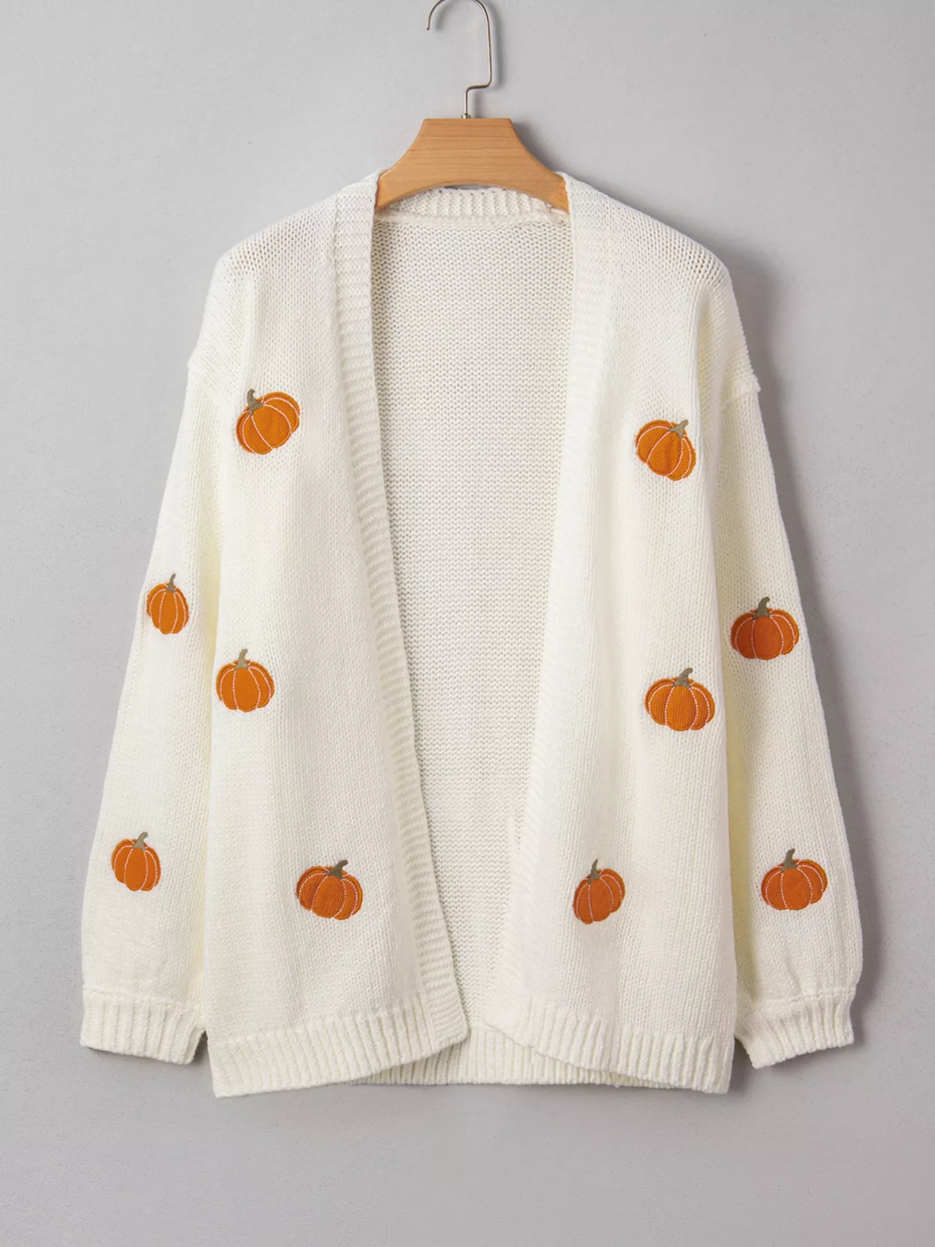 Halloween Pumpkin Embroidered Knit Cardigan - Image 4
