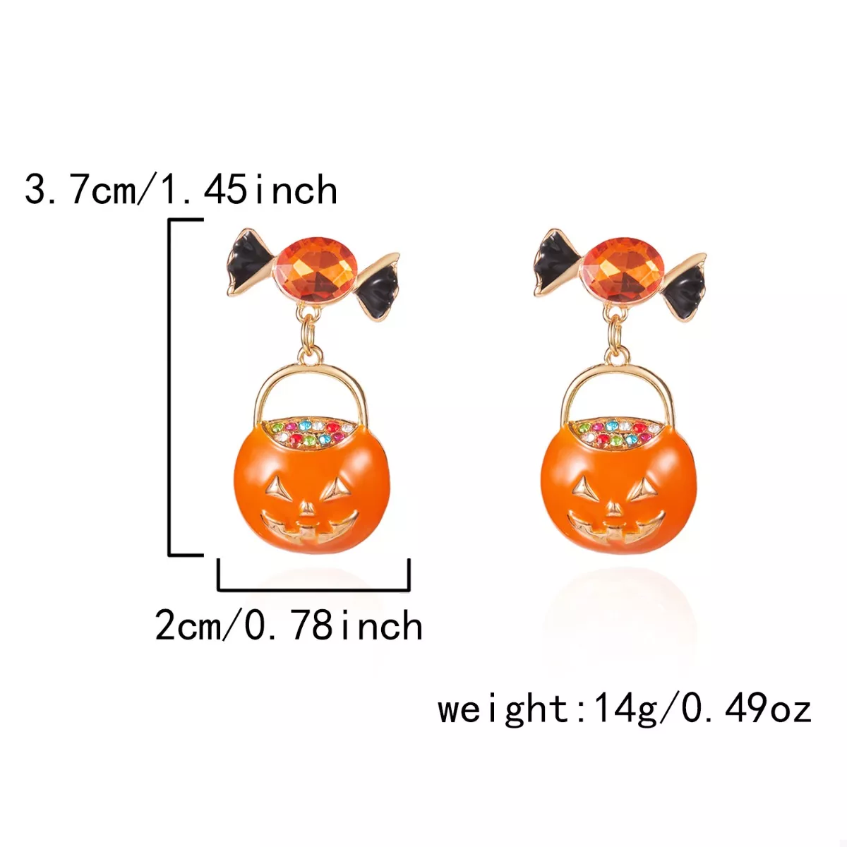 Halloween Rhinestone Pumpkin Dangle Earrings - Image 6