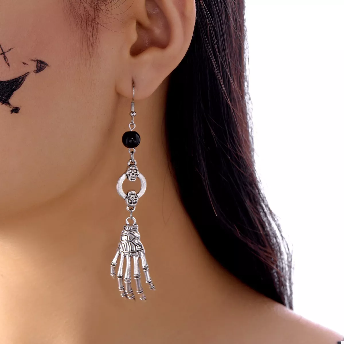 Halloween Skeleton Hand Drop Earrings - Image 2