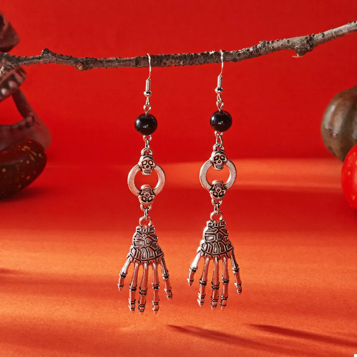 Halloween Skeleton Hand Drop Earrings - Image 3