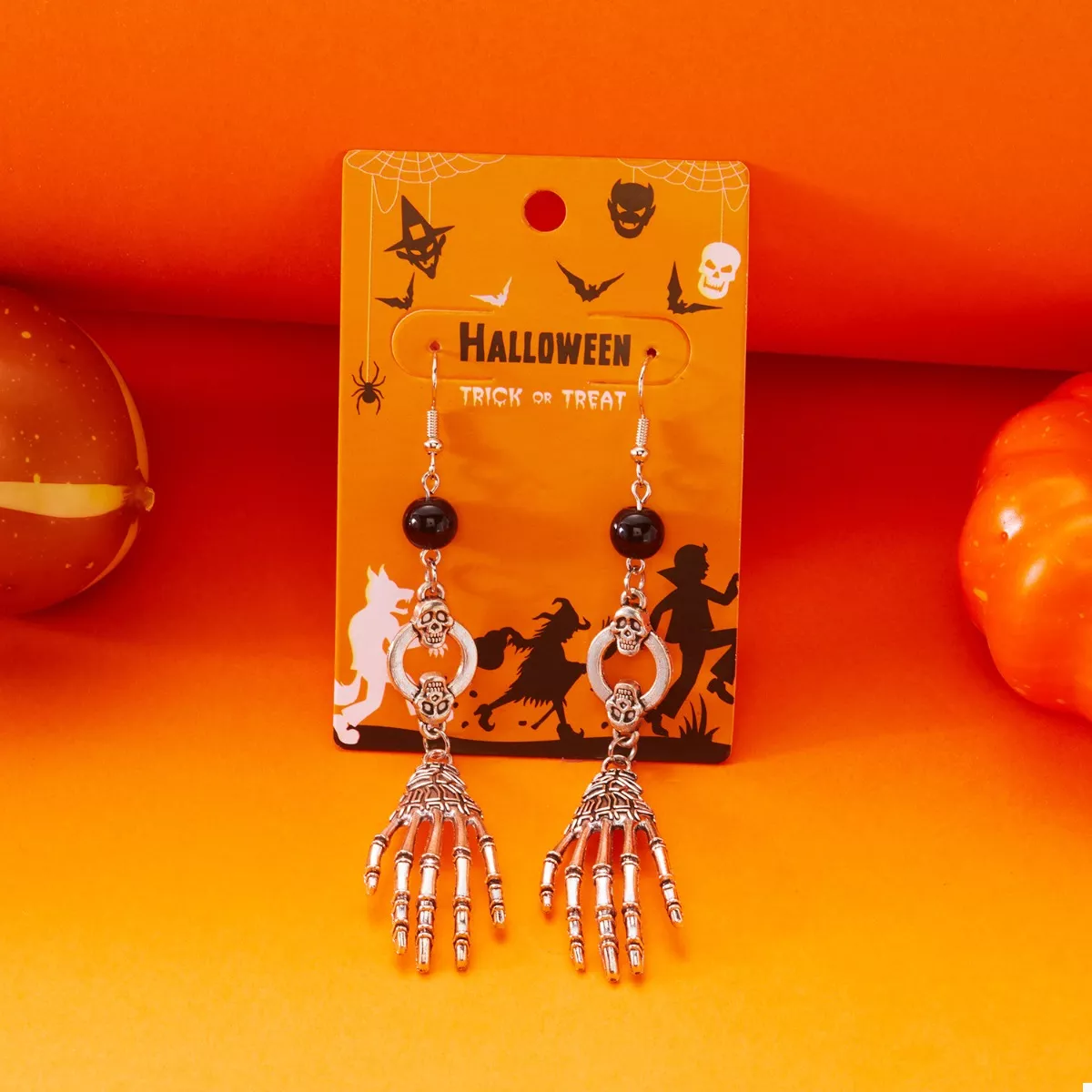 Halloween Skeleton Hand Drop Earrings - Image 4