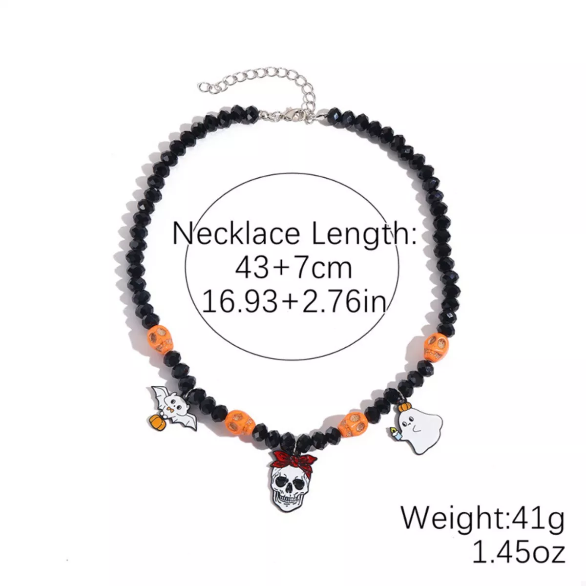 Halloween Skull Ghost Charm Necklace - Image 3