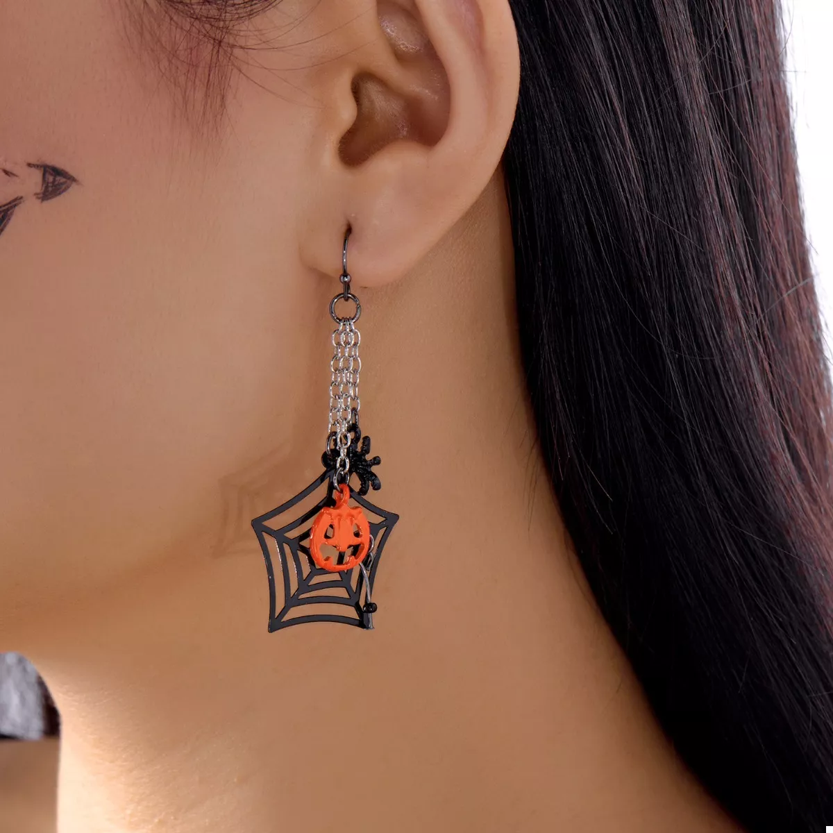 Halloween Spider Web Earrings - Image 2
