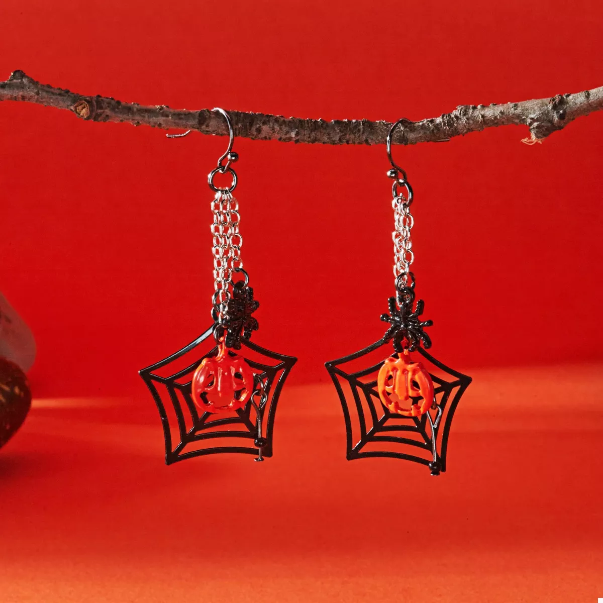 Halloween Spider Web Earrings - Image 3