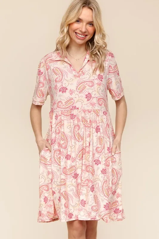 Haptics  Fit and Flare Paisley Print Knit Dress
