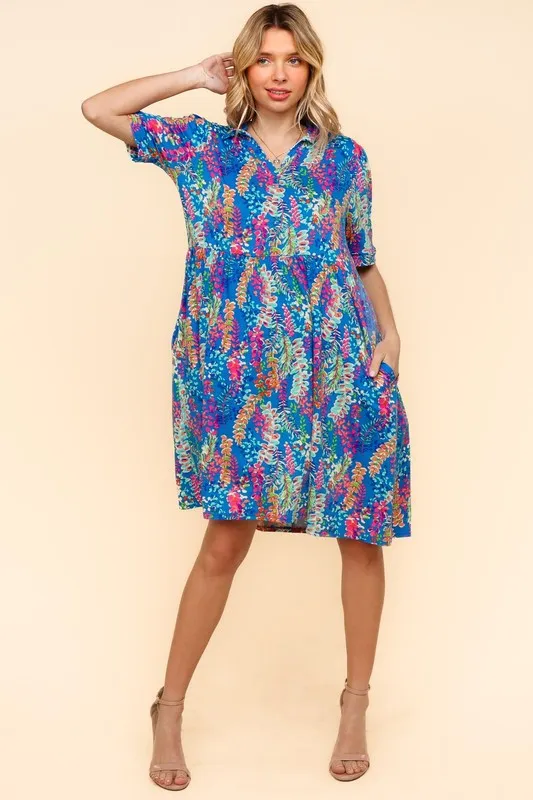 Haptics Johnny Collar Babydoll Dress with Side Pockets - Image 3
