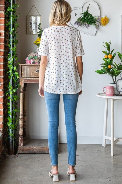Heimish Full Size Crisscross Ditsy Floral Babydoll Top Plus Size - Image 11