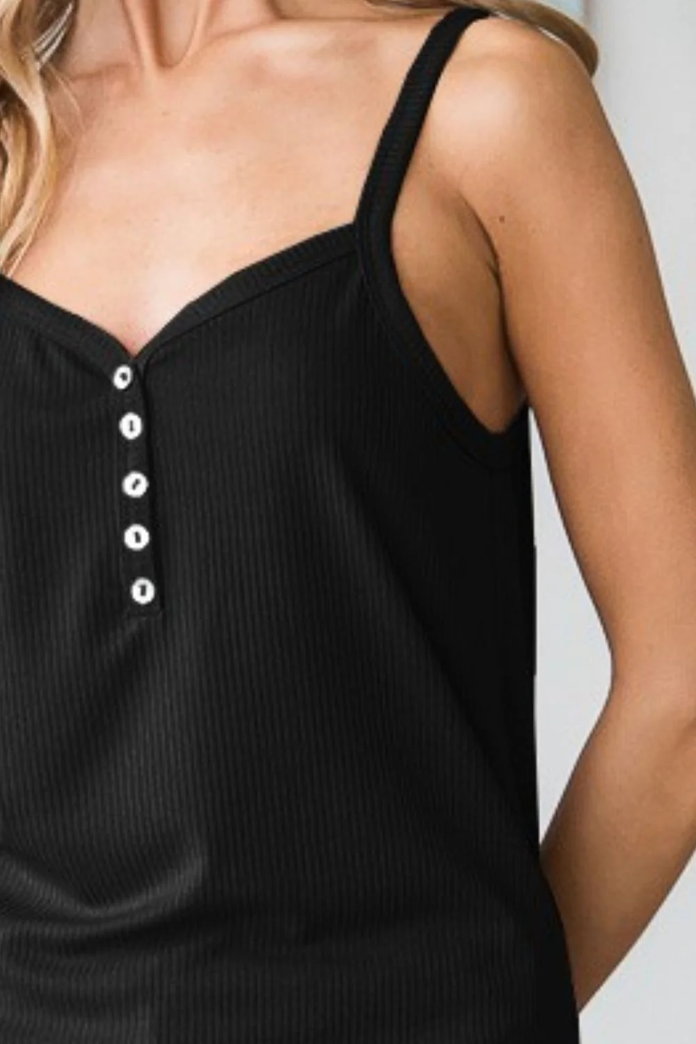 Heimish Full Size Quarter Button Ribbed Cami - Image 3