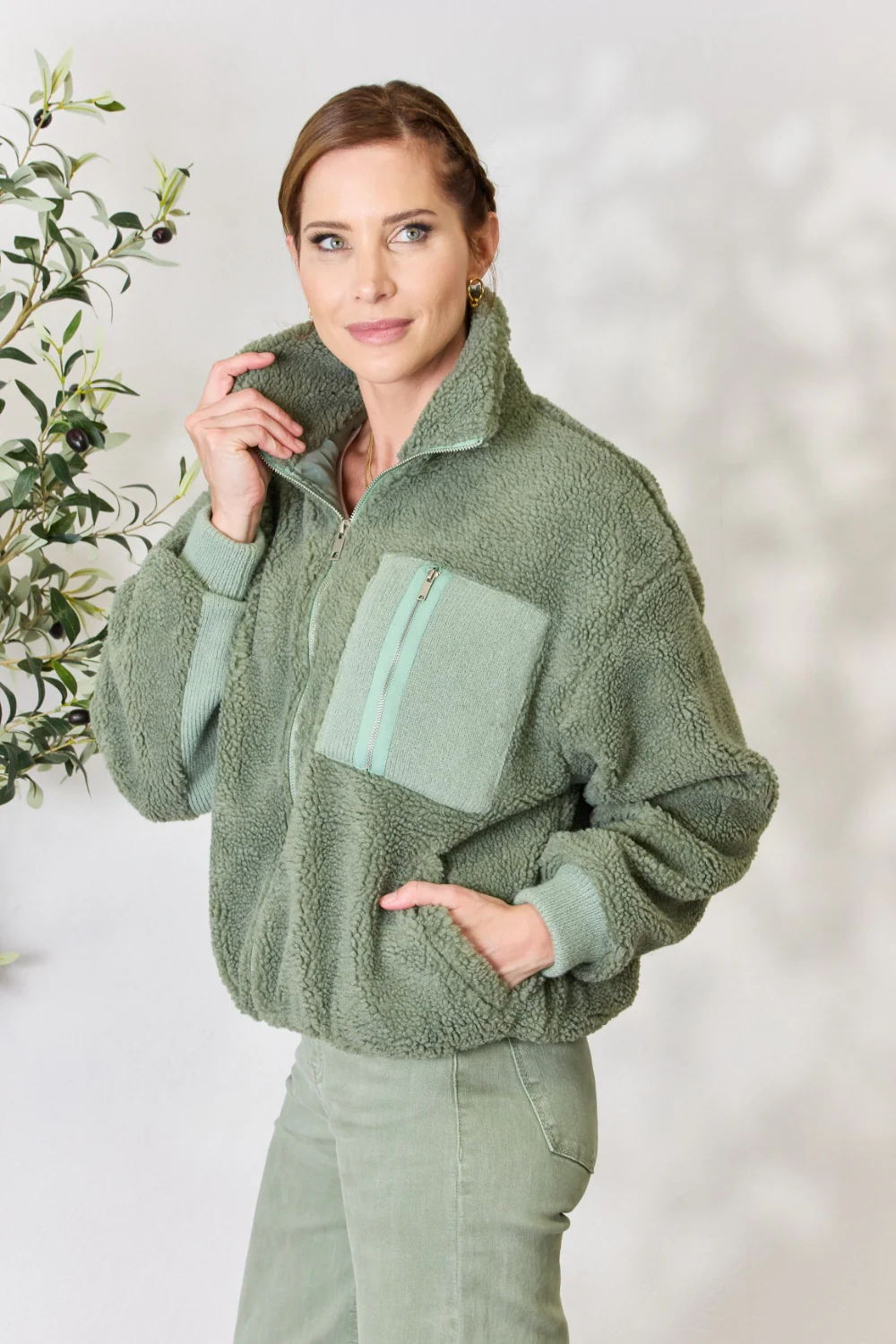 Heimish Full Size Zip Up Collared Neck Jacket - Image 10