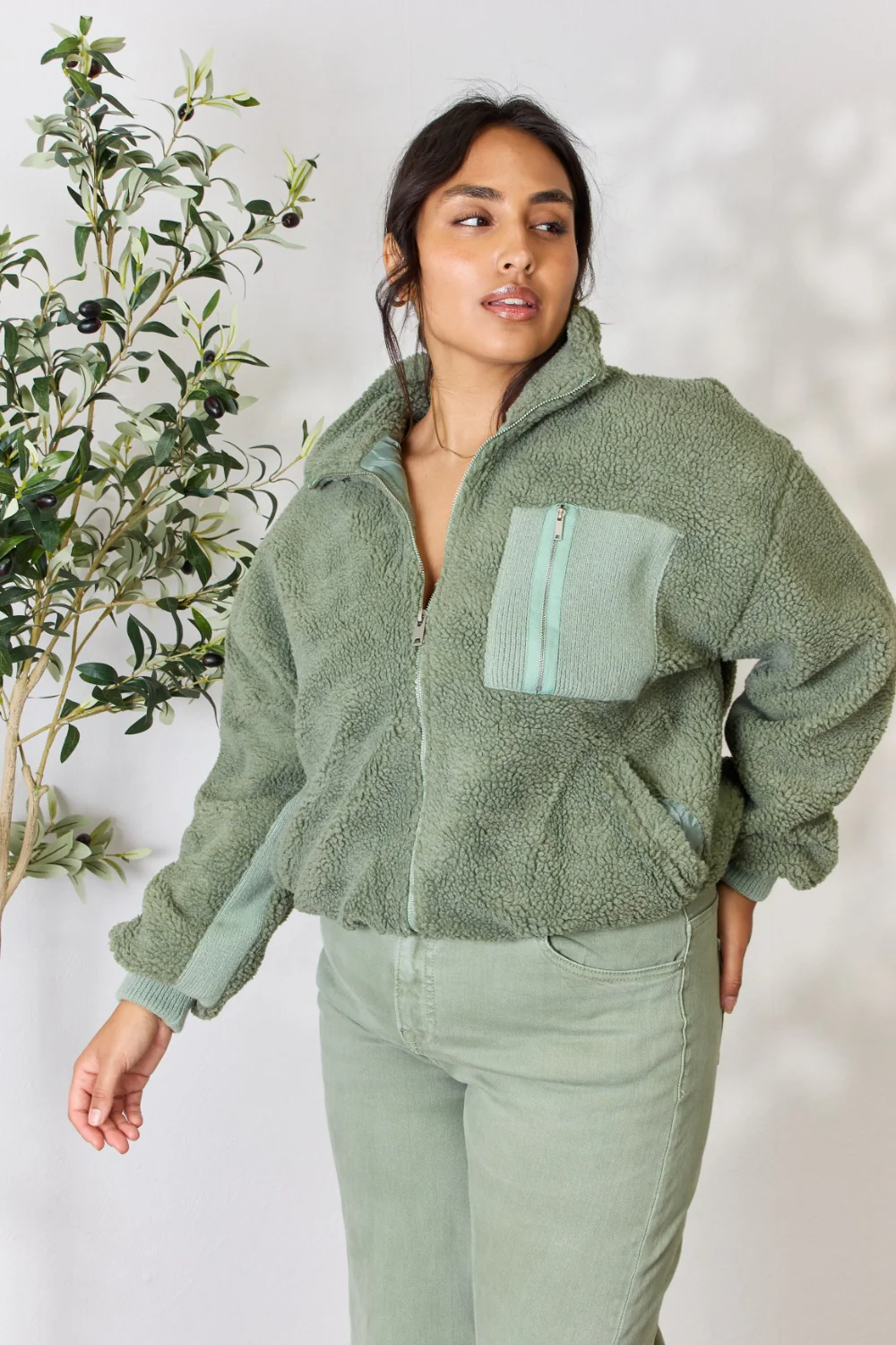Heimish Full Size Zip Up Collared Neck Jacket - Image 3