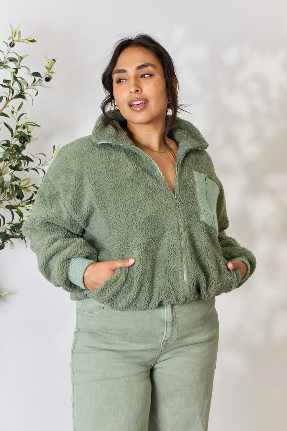 Heimish Full Size Zip Up Collared Neck Jacket - Image 4