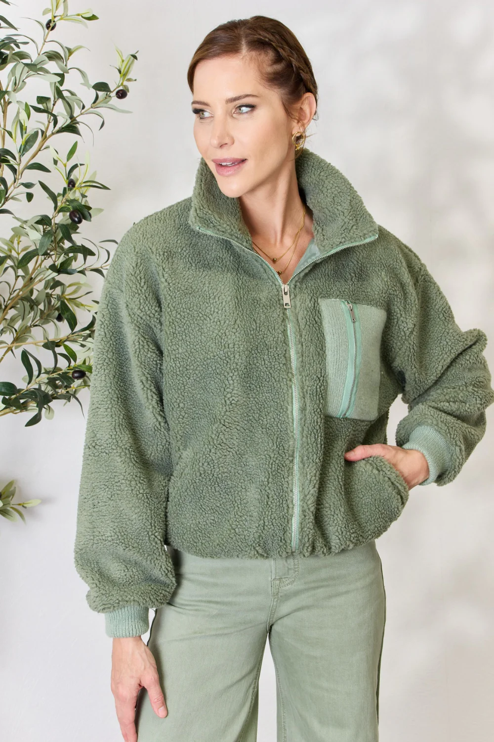 Heimish Full Size Zip Up Collared Neck Jacket - Image 8