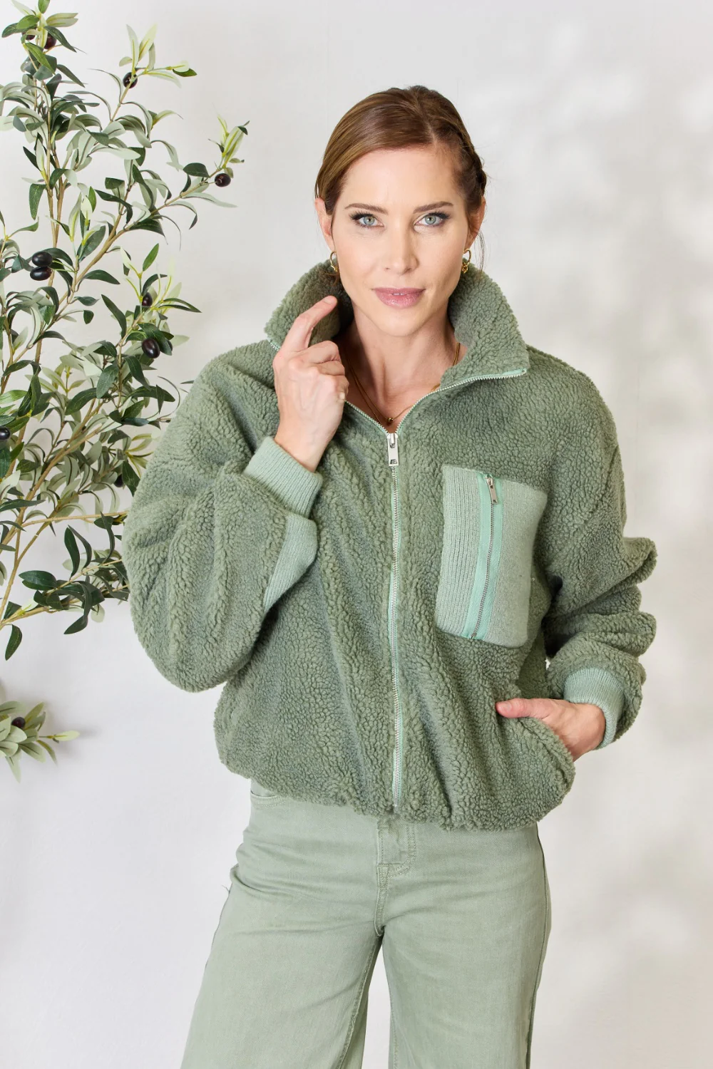 Heimish Full Size Zip Up Collared Neck Jacket - Image 9