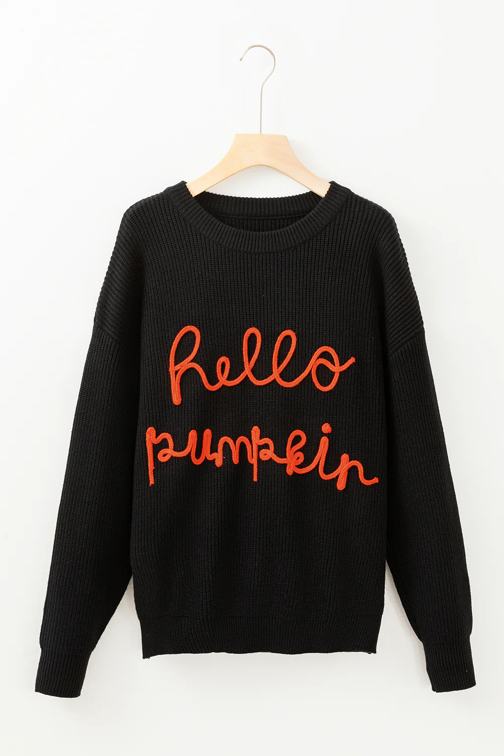 HELLO PUMPKIN Round Neck Long Sleeve Sweater - Image 4