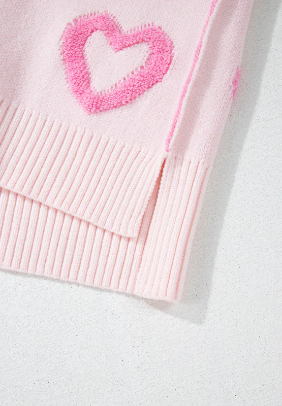 High-Low Heart Round Neck Long Sleeve Sweater - Image 15