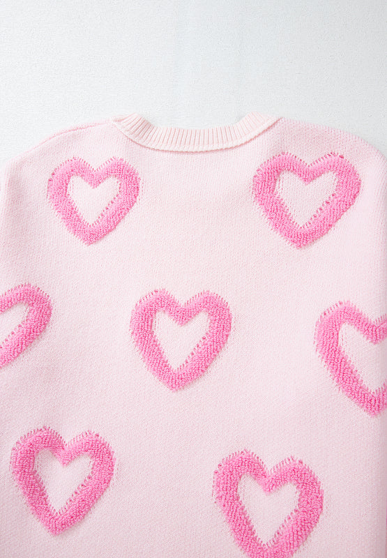 High-Low Heart Round Neck Long Sleeve Sweater - Image 16