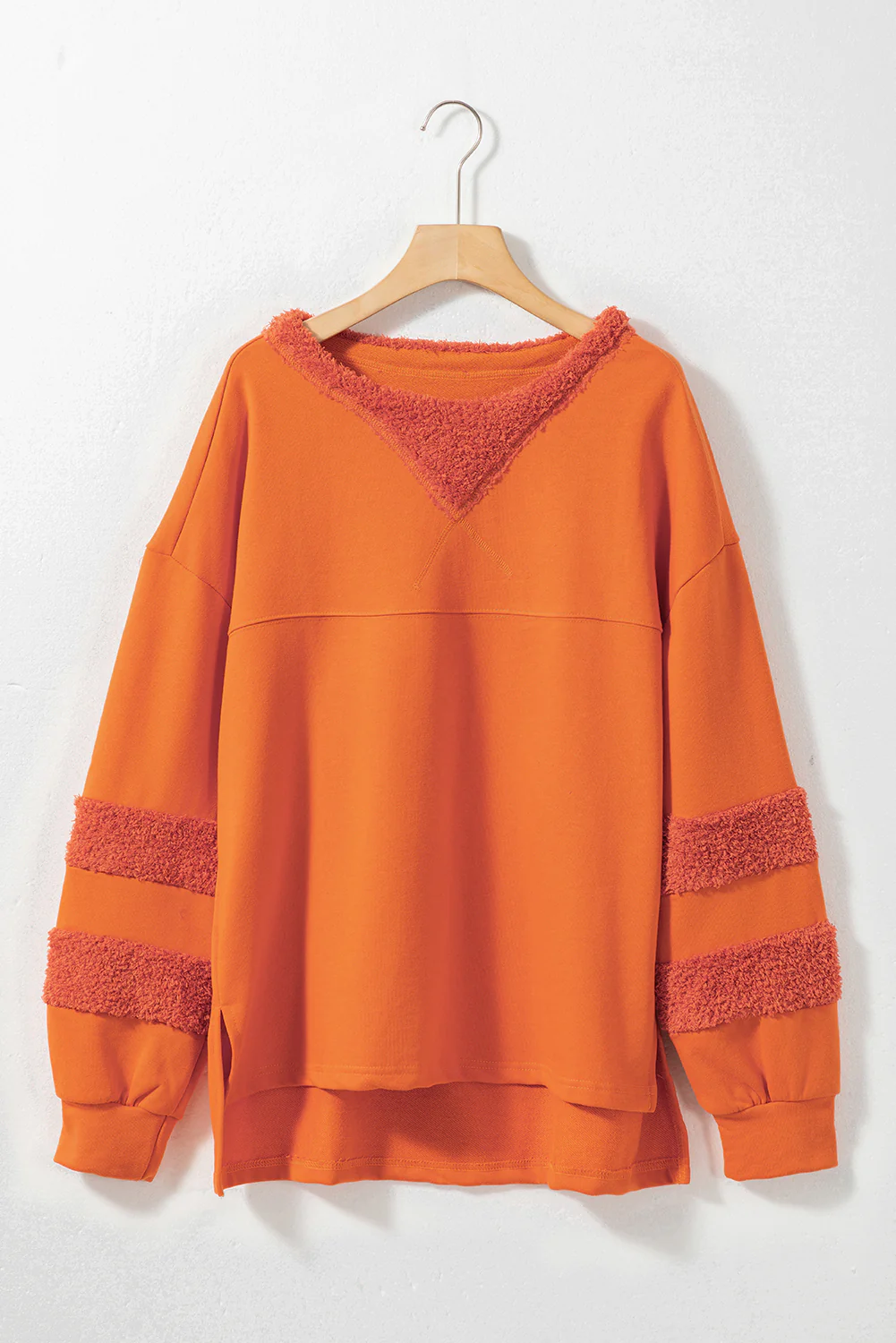High-Low Round Neck Long Sleeve Sweatshirt - Image 3