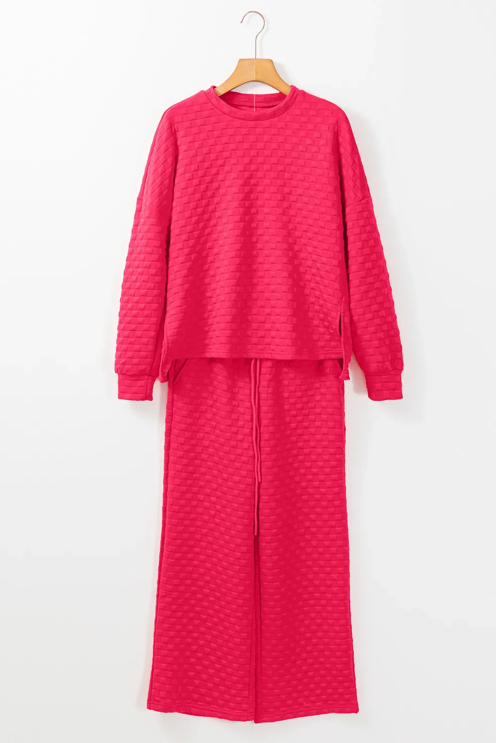 High-Low Round Neck Top and Pants Set - Image 2