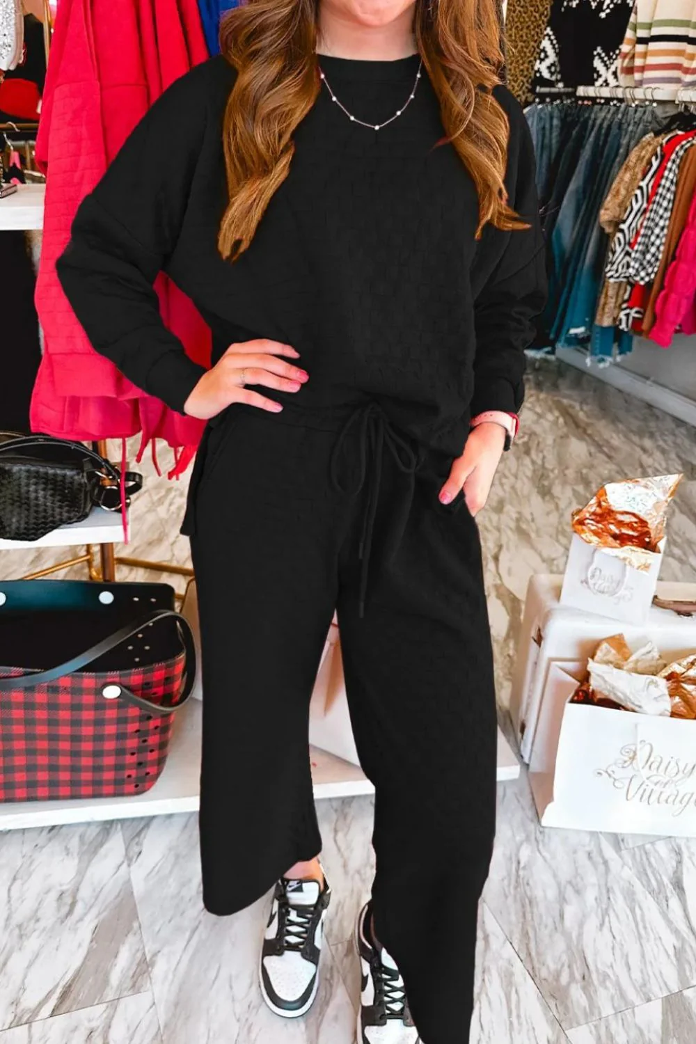 High-Low Round Neck Top and Pants Set - Image 5