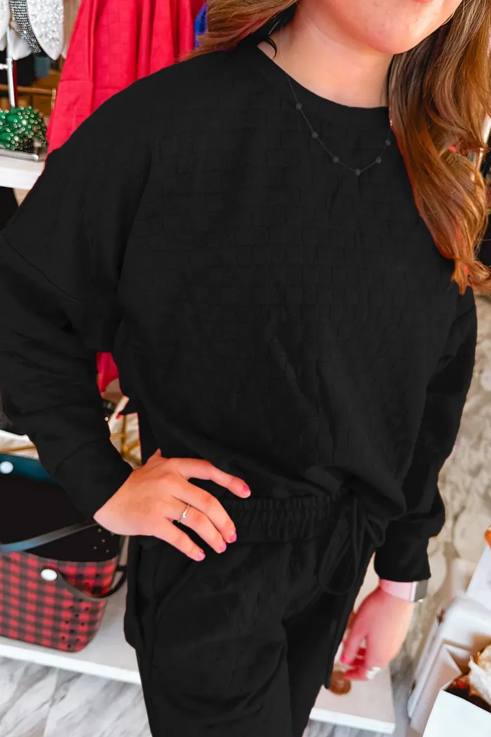 High-Low Round Neck Top and Pants Set - Image 6