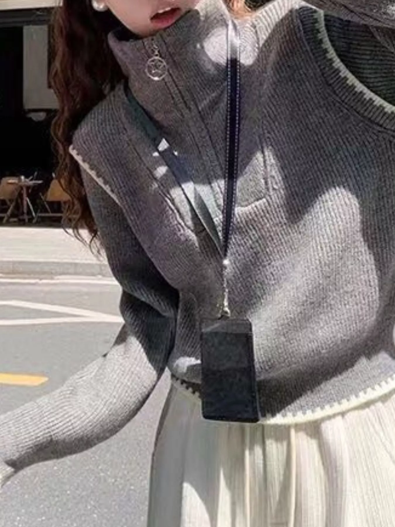 High Neck Half Zip Sweater - Image 2