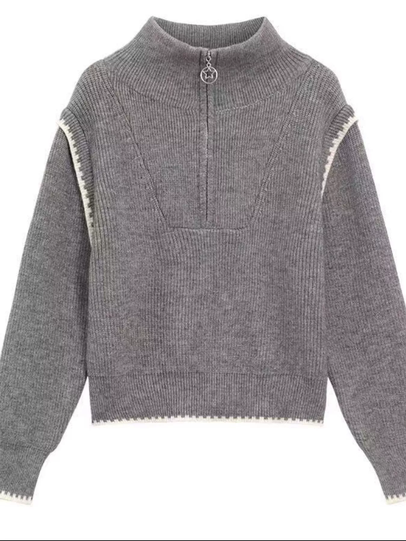 High Neck Half Zip Sweater - Image 3