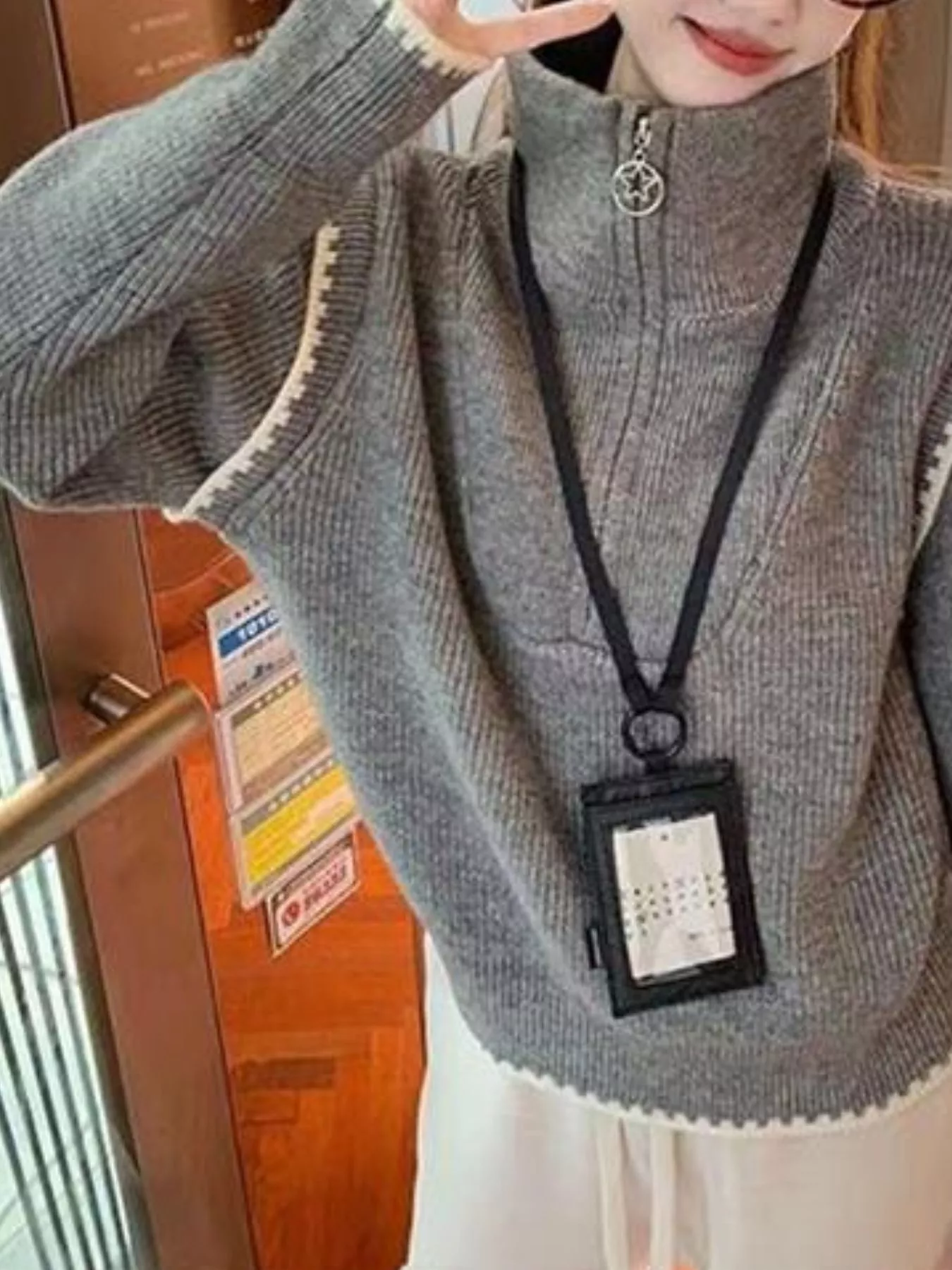 High Neck Half Zip Sweater - Image 5