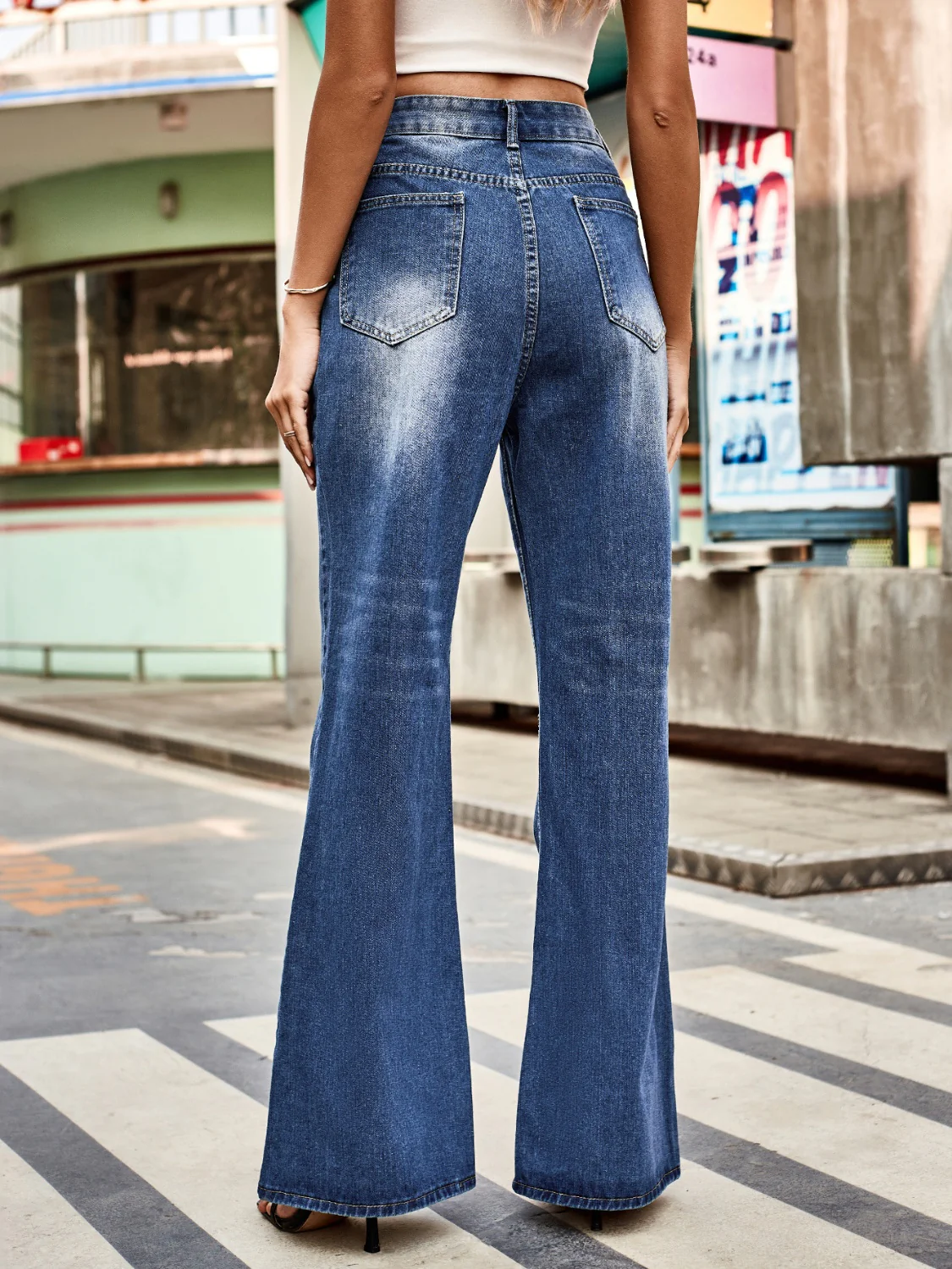 High Rise Bootcut Jeans with Pockets - Image 2