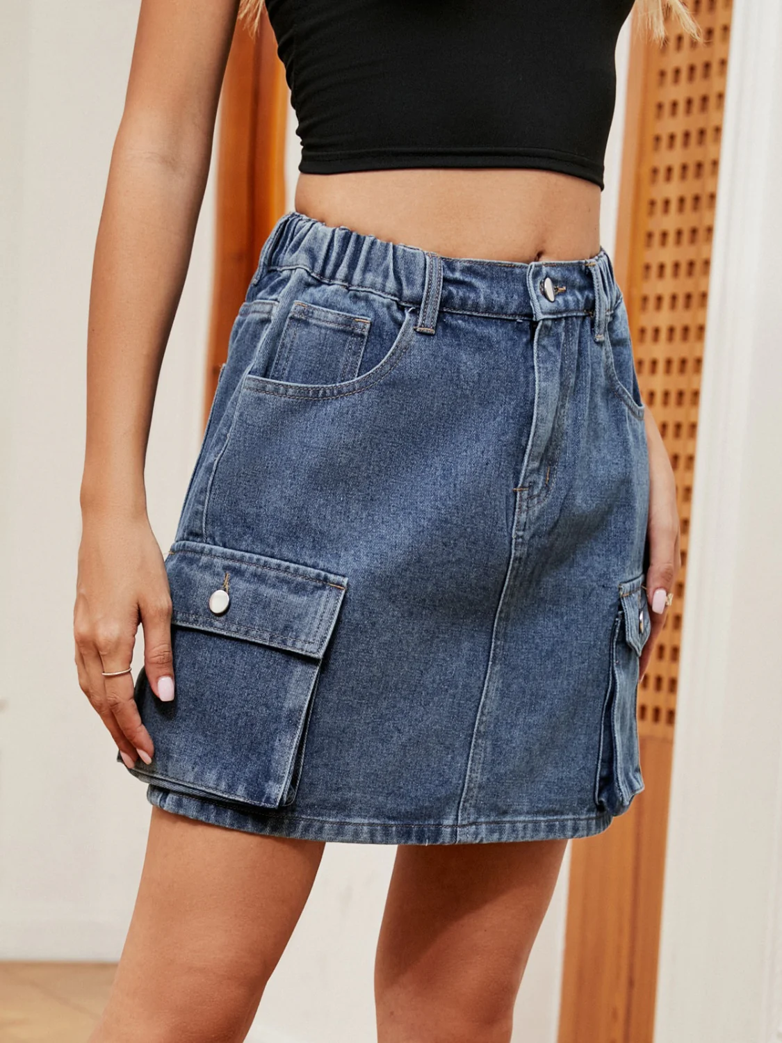 High Waist Denim Skirt - Image 3